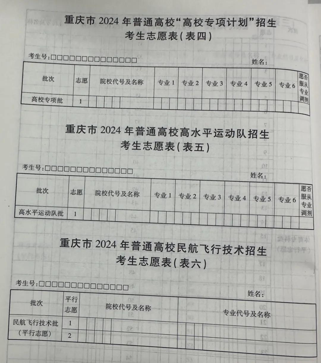 1719907908296755.jpg 2025重慶高考志愿填報(bào)樣表,考生可以填幾個(gè)志愿?附填報(bào)注意事項(xiàng)